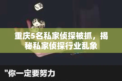 重庆5名私家侦探被抓，揭秘私家侦探行业乱象