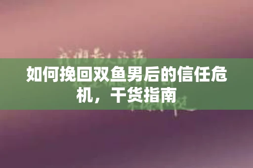 如何挽回双鱼男后的信任危机，干货指南